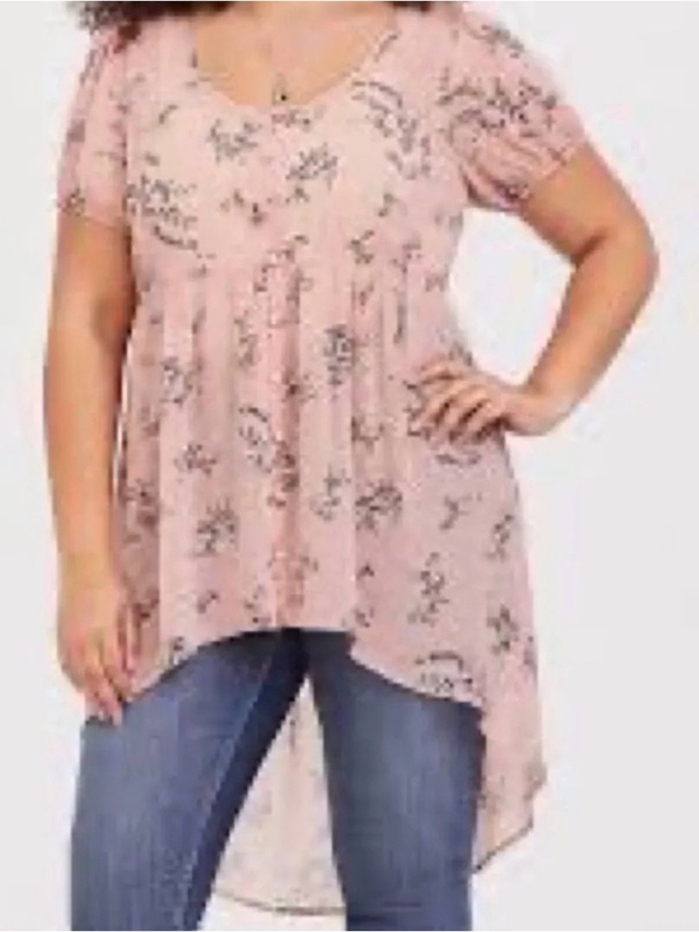 Torrid 3 Lexie Pink Floral High-low Blouse